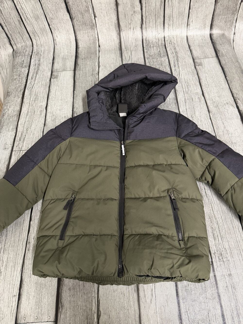 NWT Boys Zeroxposur Puffer Hooded Coat Jacket Olive Green Sz 8